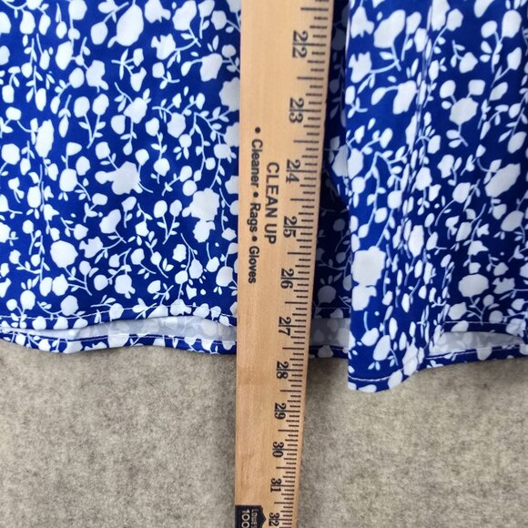 Blue Womens Plus Size Long Sleeve V-Neck Floral Blouse 5XL 100% Polyester - Picture 8 of 8